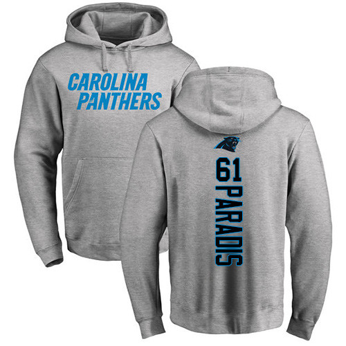 Carolina Panthers Men Ash Matt Paradis Backer NFL Football #61 Pullover Hoodie Sweatshirts